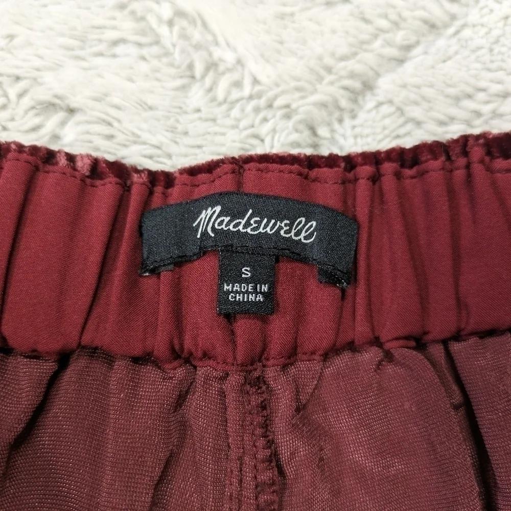 Madewell Pants Women's S Red Velvet Tapered Pleat Pull-On Relaxed High-Rise